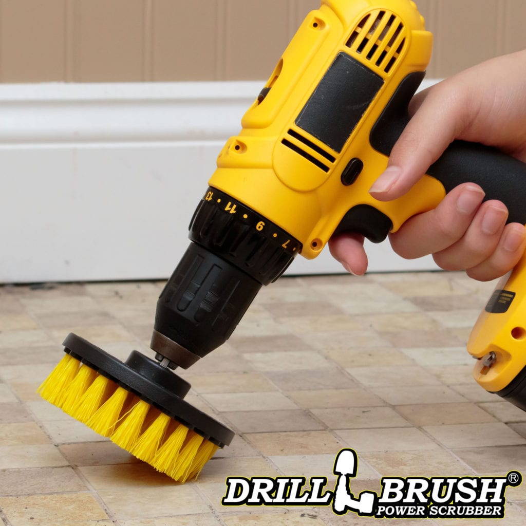 DRILL BRUSH - 4" FLAT BRUSH: YELLOW - Ducan Automotive